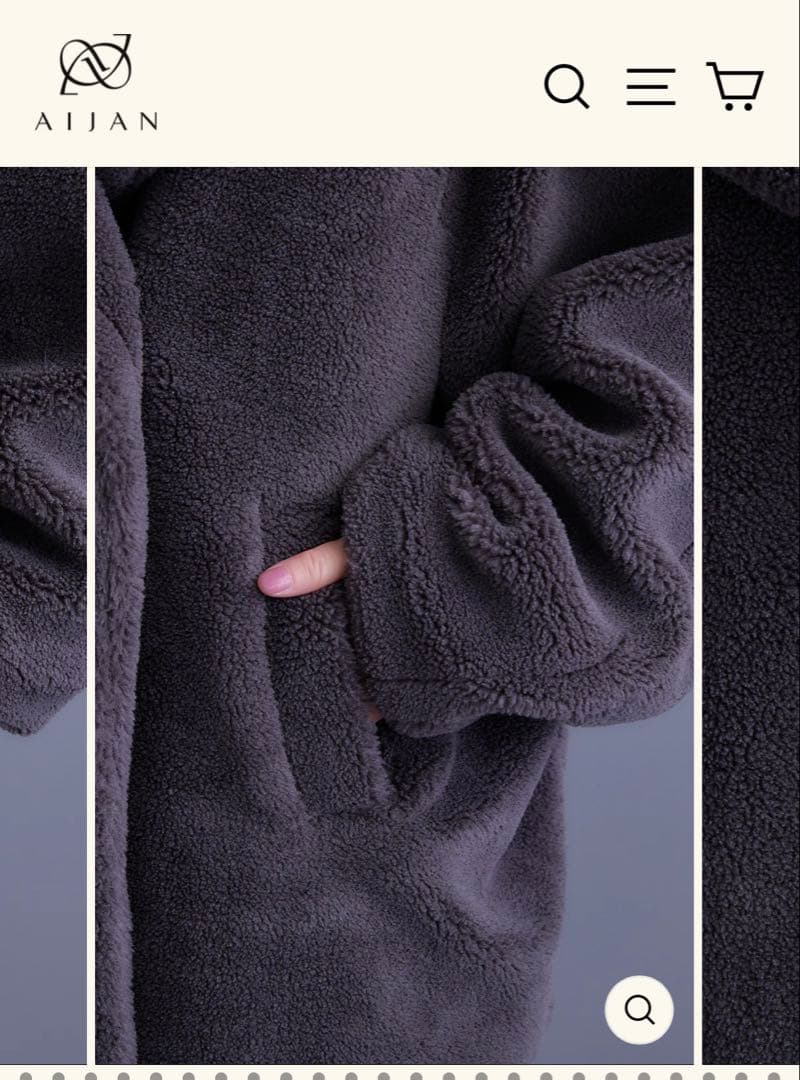 新品タグ付き、AIJAN テディベアボアミディコート チャコールグレー