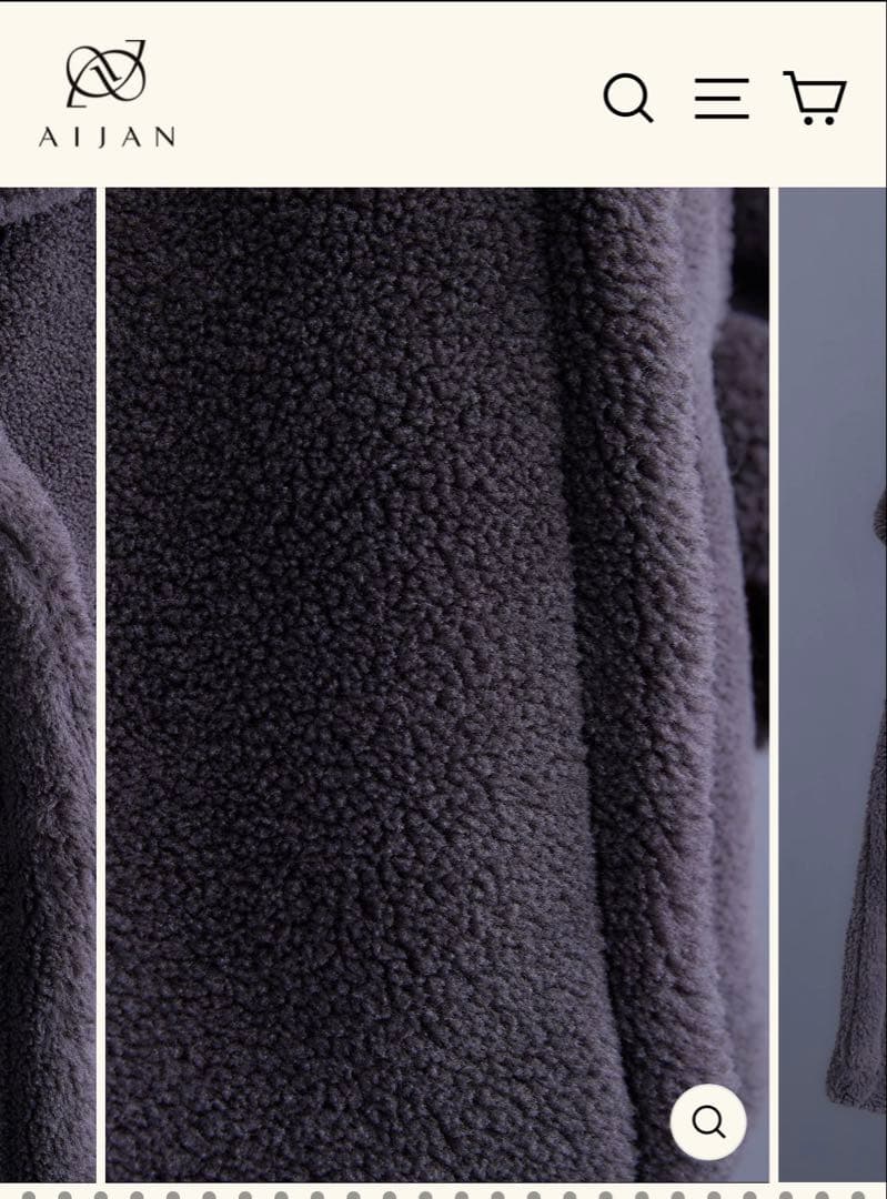 新品タグ付き、AIJAN テディベアボアミディコート チャコールグレー