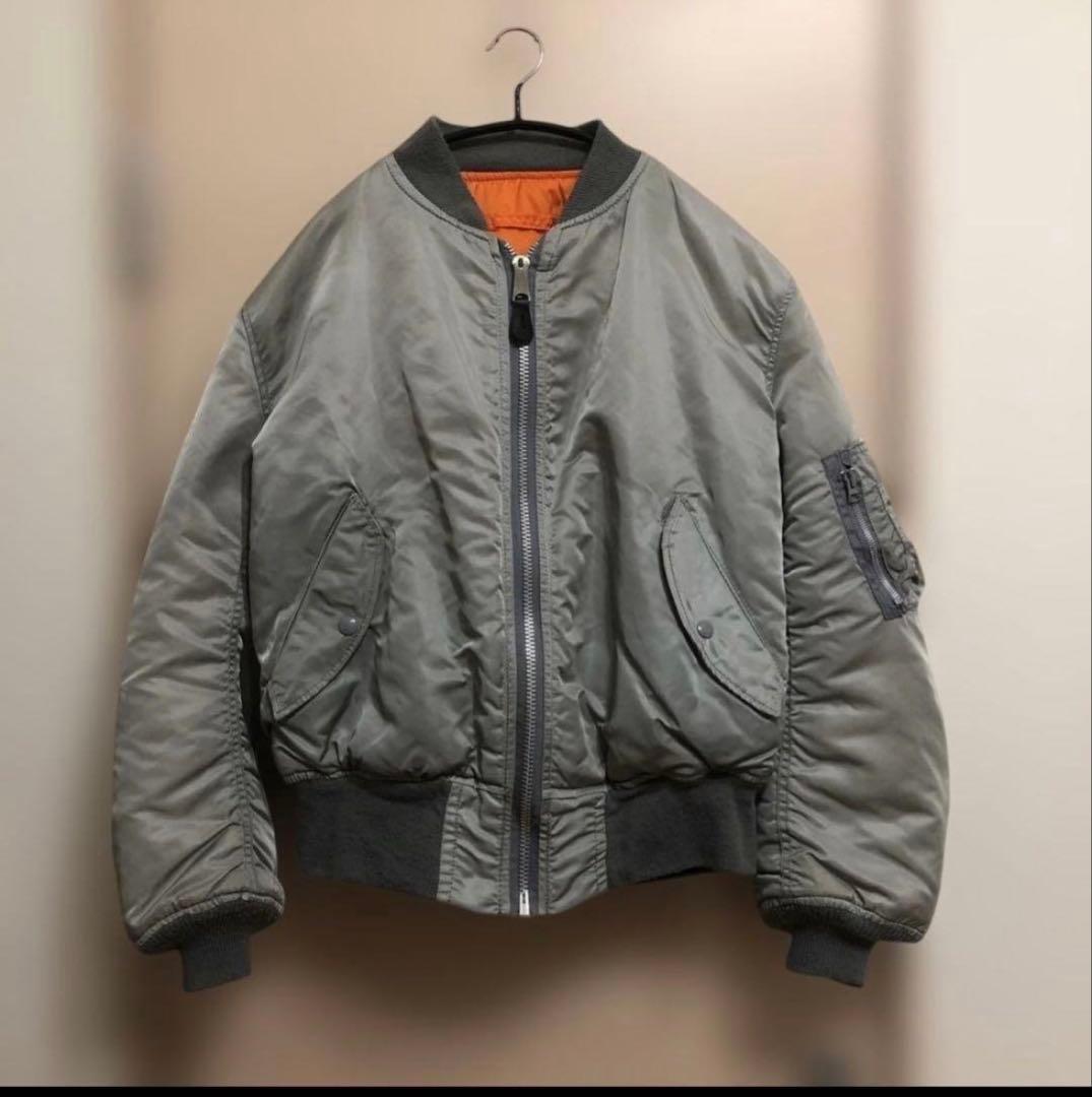 希少カラー 90s USA製 ALPHA INDUSTRIES MA-1グレーL