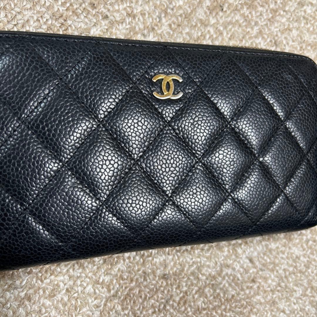 CHANEL シャネル キャビアスキン 黒 長財布