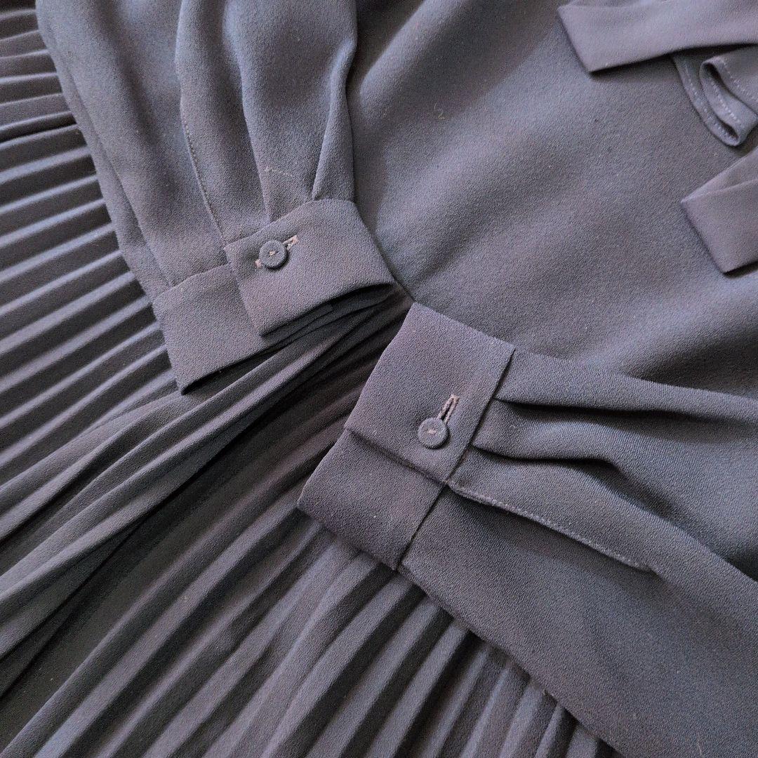 セルフォード ボウタイプリーツ ワンピース リボン 2WAY 襟 マキシ丈 36