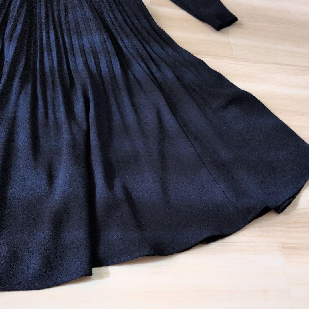 セルフォード ボウタイプリーツ ワンピース リボン 2WAY 襟 マキシ丈 36