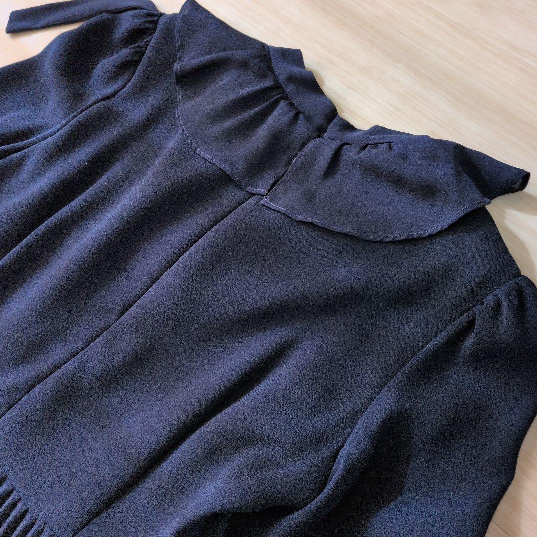 セルフォード ボウタイプリーツ ワンピース リボン 2WAY 襟 マキシ丈 36