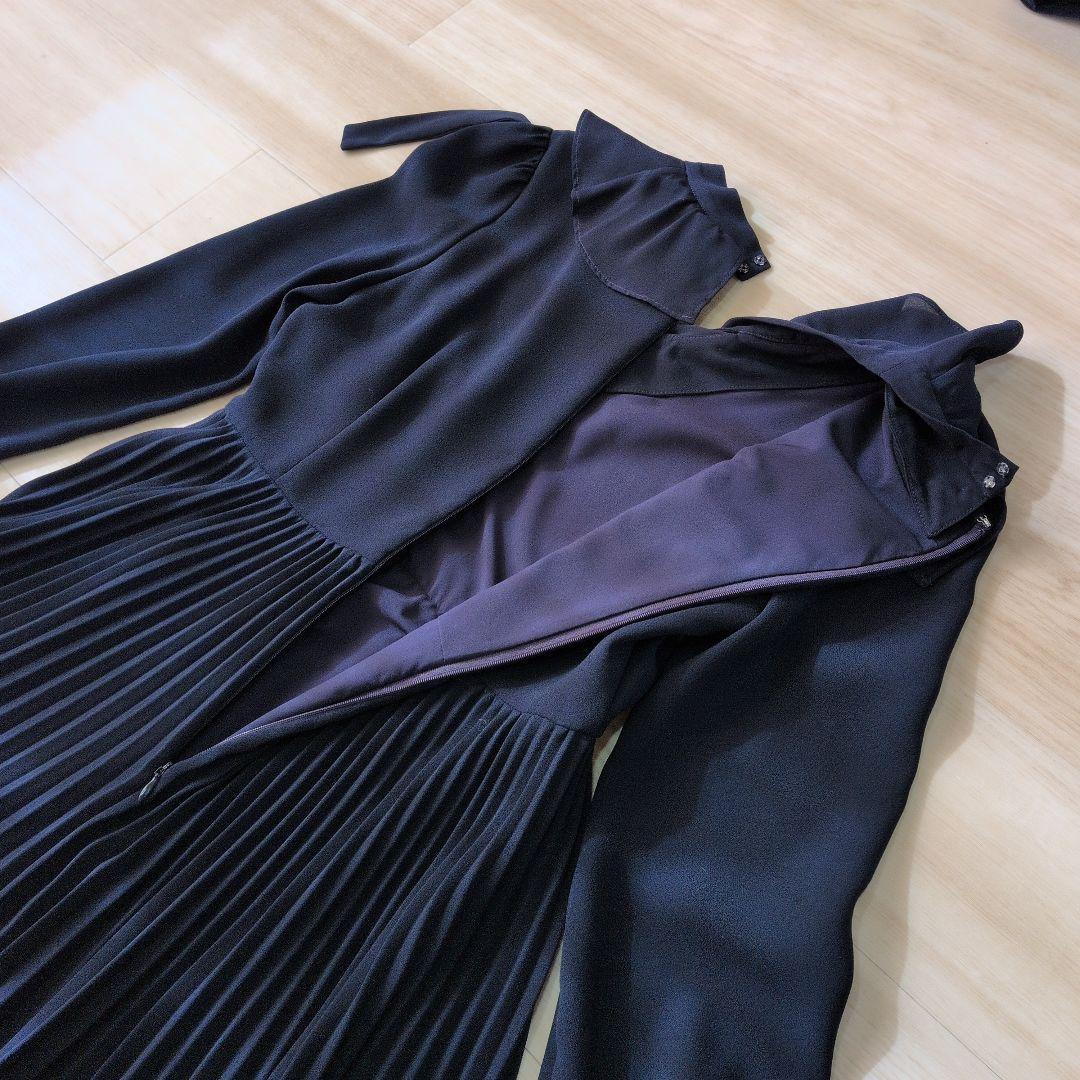 セルフォード ボウタイプリーツ ワンピース リボン 2WAY 襟 マキシ丈 36