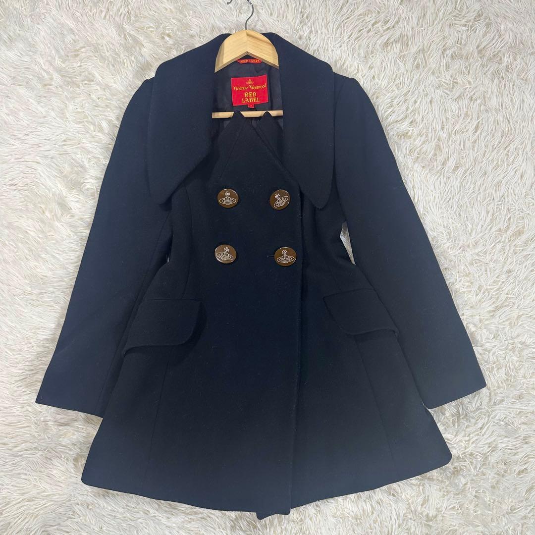 ヴィヴィアンウエストウッドレッドレーベルピーコートオーブボタンブラック総柄 2