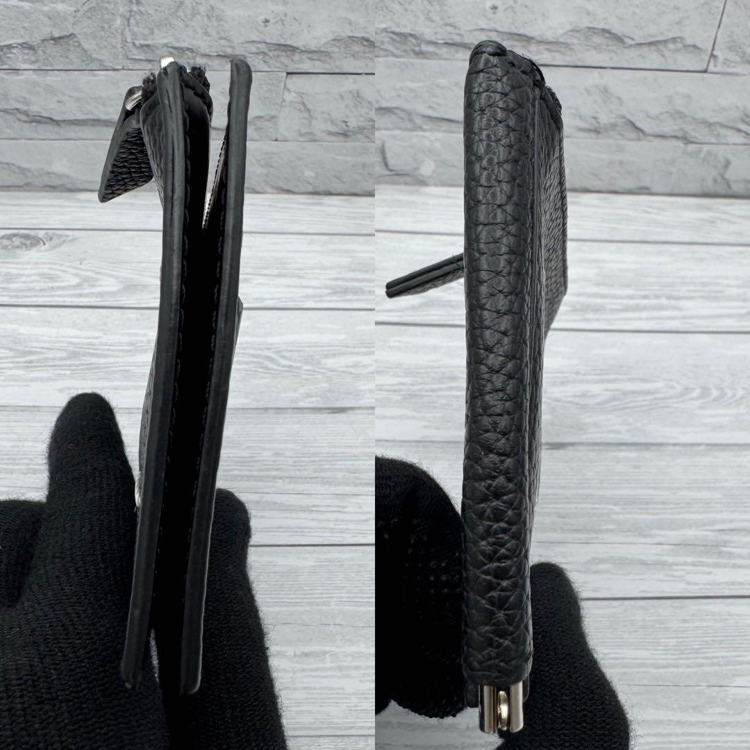 【美品】メゾンマルジェラ 4ステッチ マネークリップ レザー ブラック