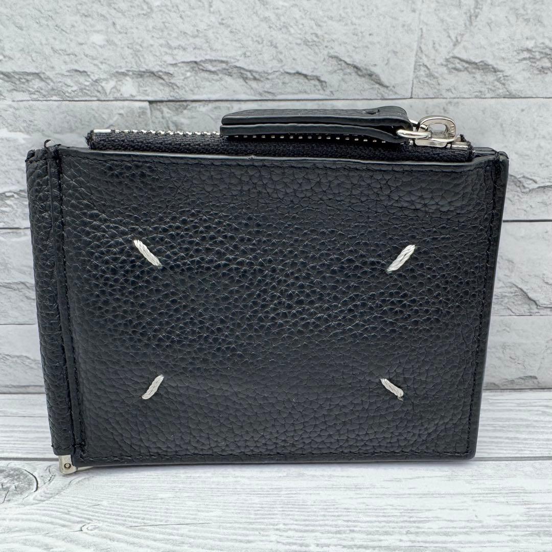 【美品】メゾンマルジェラ 4ステッチ マネークリップ レザー ブラック