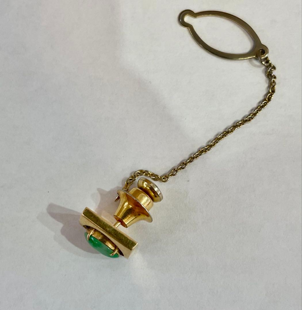 K18 刻印 翡翠 天然石 カフス 重量4.1㌘ アクセサリー ネクタイピン