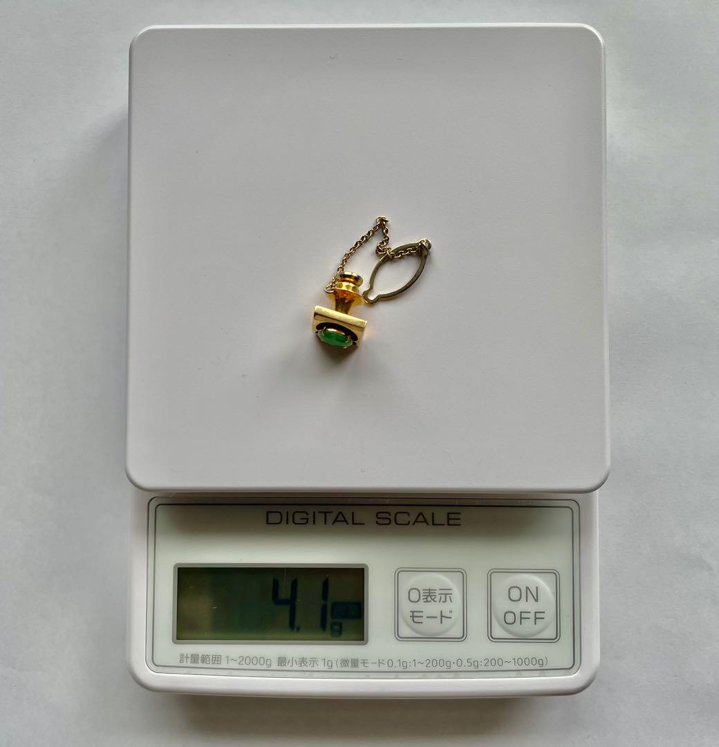 K18 刻印 翡翠 天然石 カフス 重量4.1㌘ アクセサリー ネクタイピン
