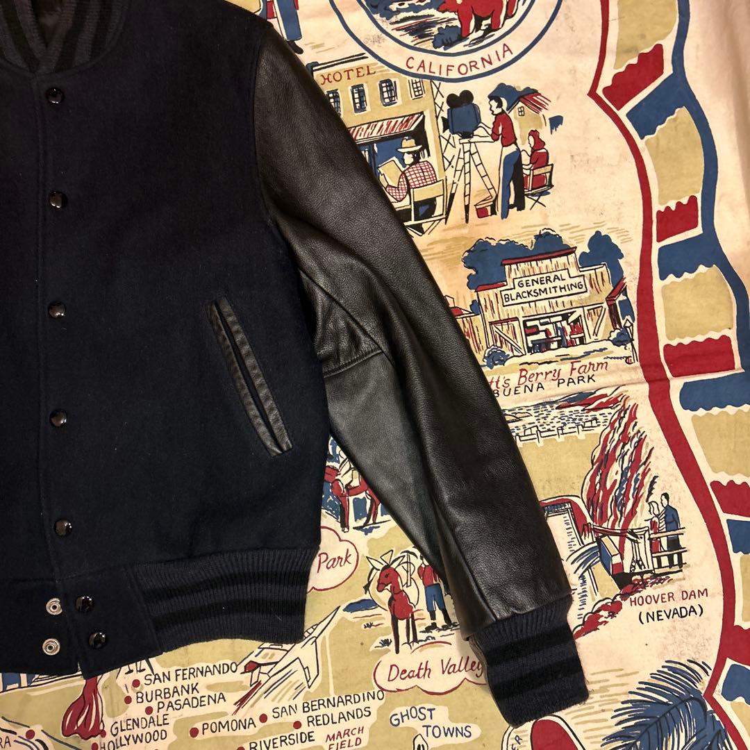 希少！GB SPORTS レザースタジャン ダークネイビー　USA製