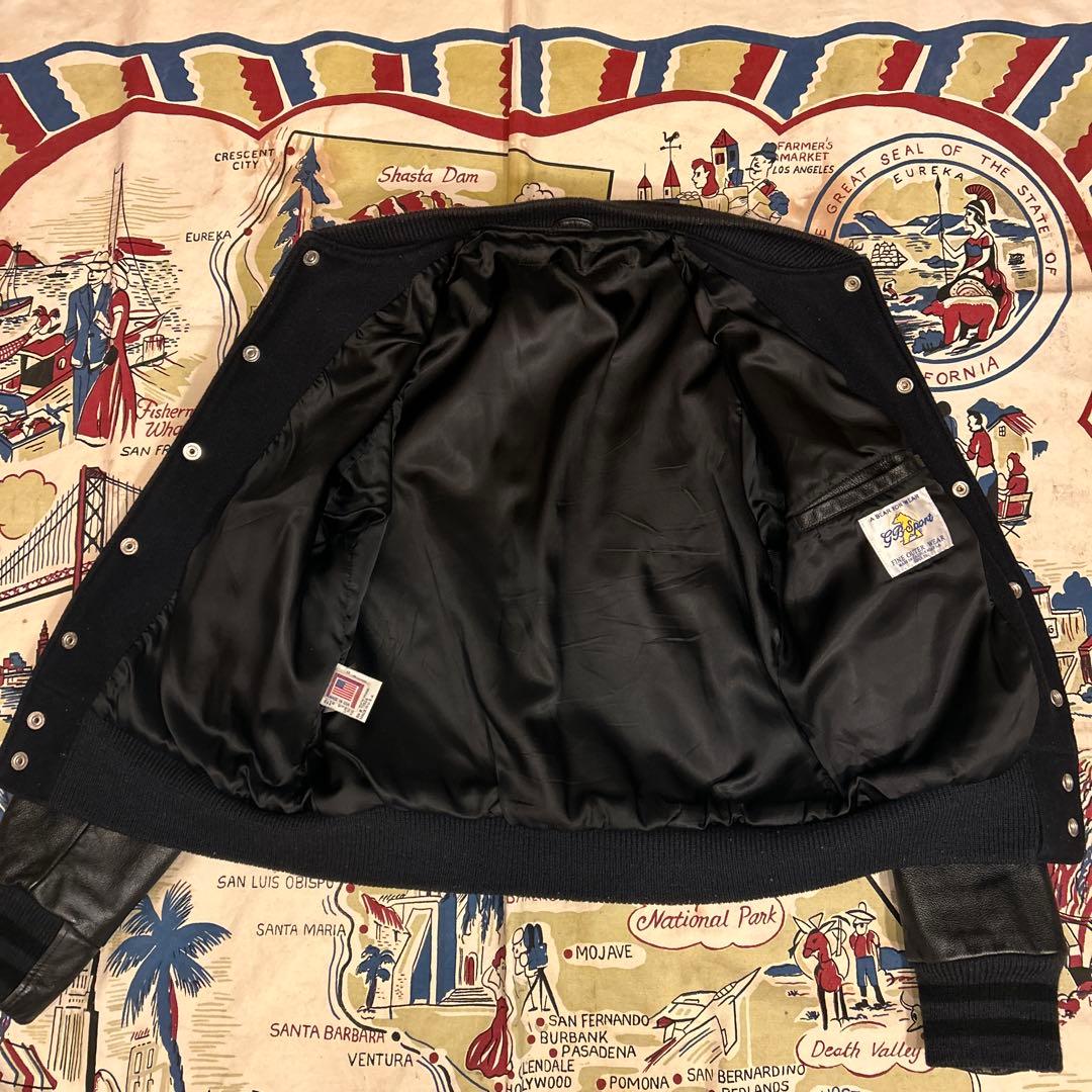 希少！GB SPORTS レザースタジャン ダークネイビー　USA製