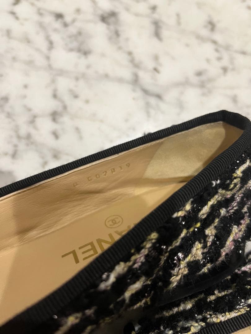 【美品】CHANEL ツイード フラットシューズ　36