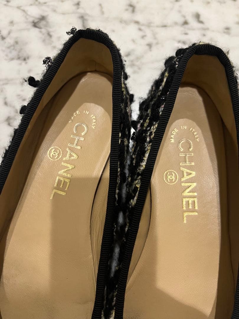 【美品】CHANEL ツイード フラットシューズ　36