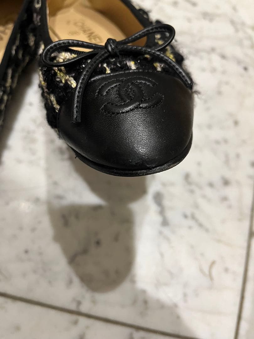 【美品】CHANEL ツイード フラットシューズ　36