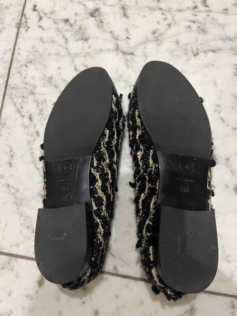 【美品】CHANEL ツイード フラットシューズ　36
