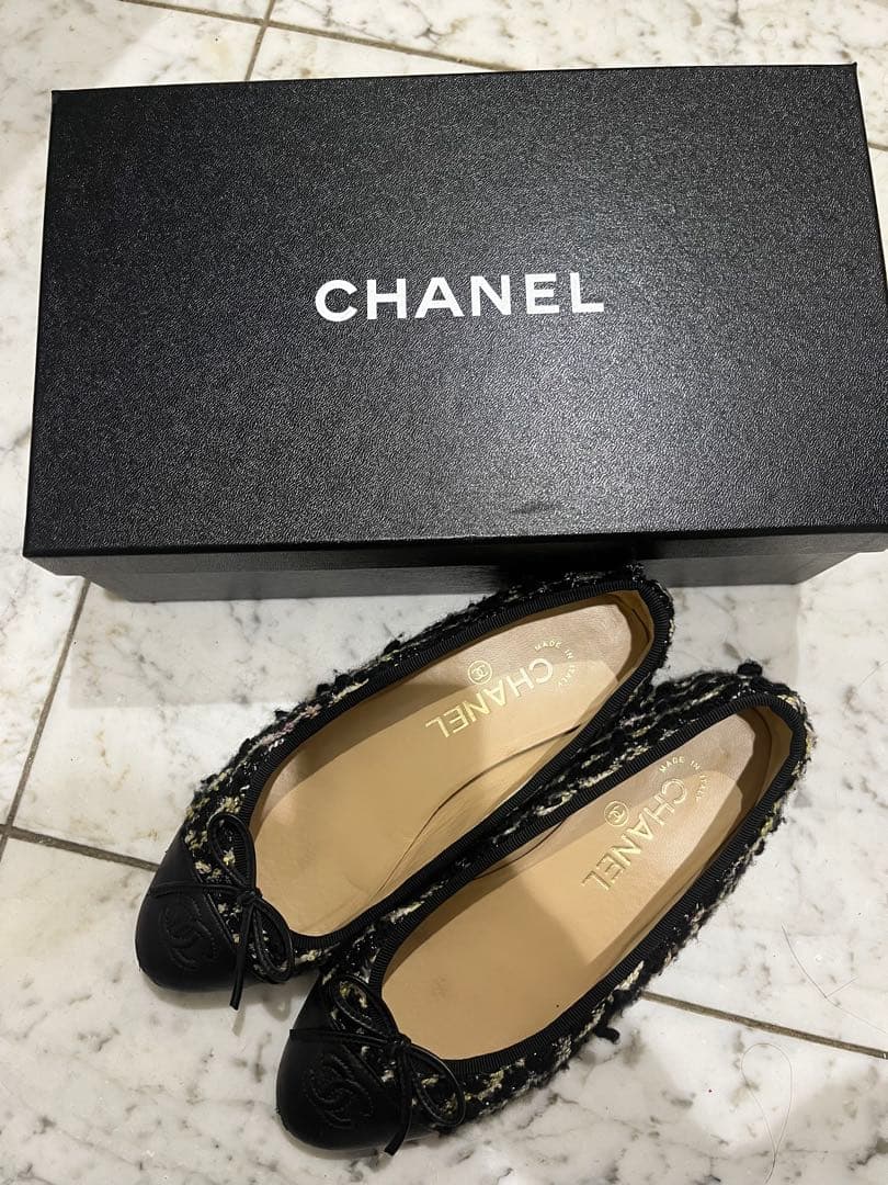 【美品】CHANEL ツイード フラットシューズ　36