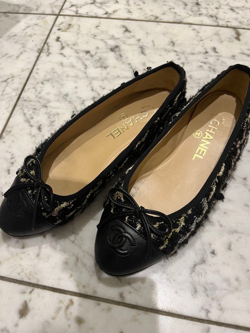 【美品】CHANEL ツイード フラットシューズ　36
