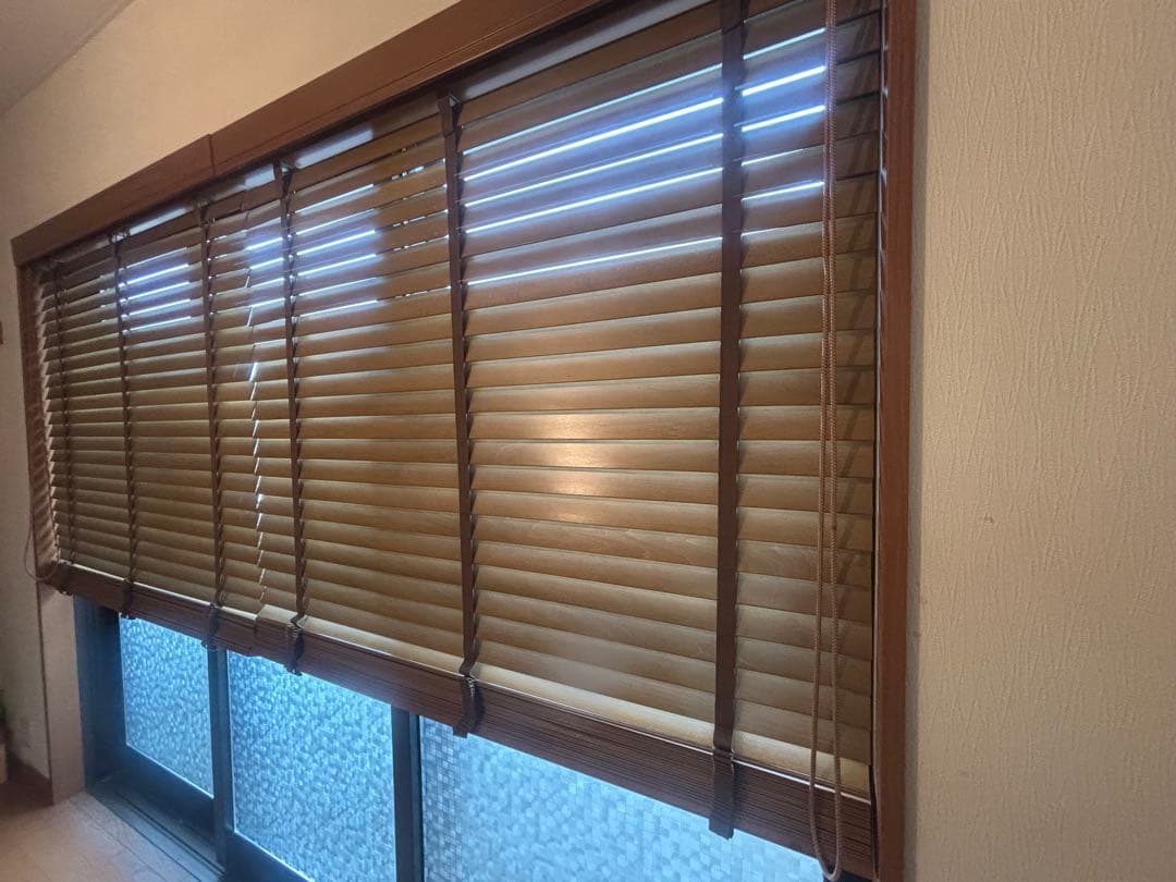 タチカワブラインド ウッドブラインド ライトブラウン立川×2台セット