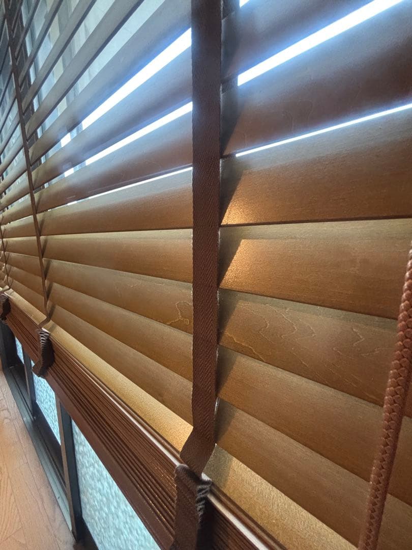 タチカワブラインド ウッドブラインド ライトブラウン立川×2台セット