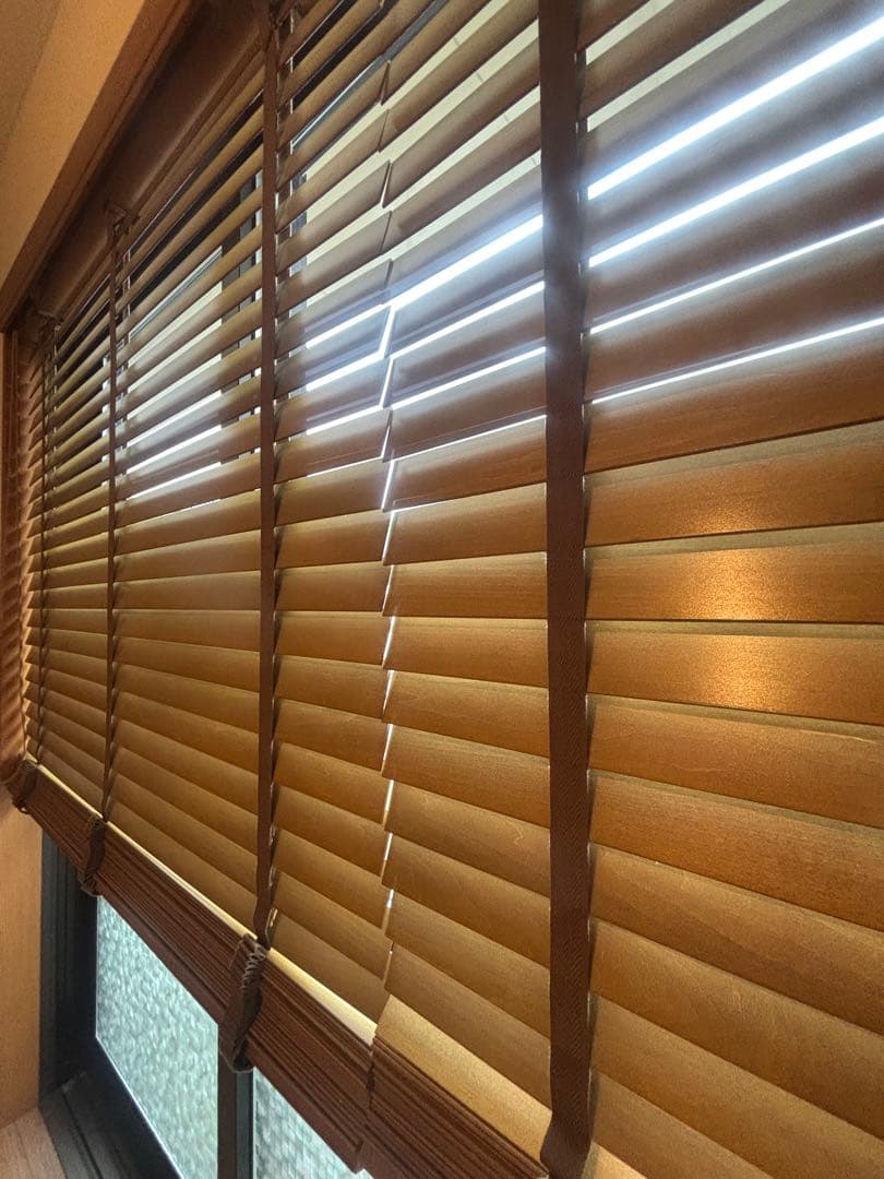 タチカワブラインド ウッドブラインド ライトブラウン立川×2台セット