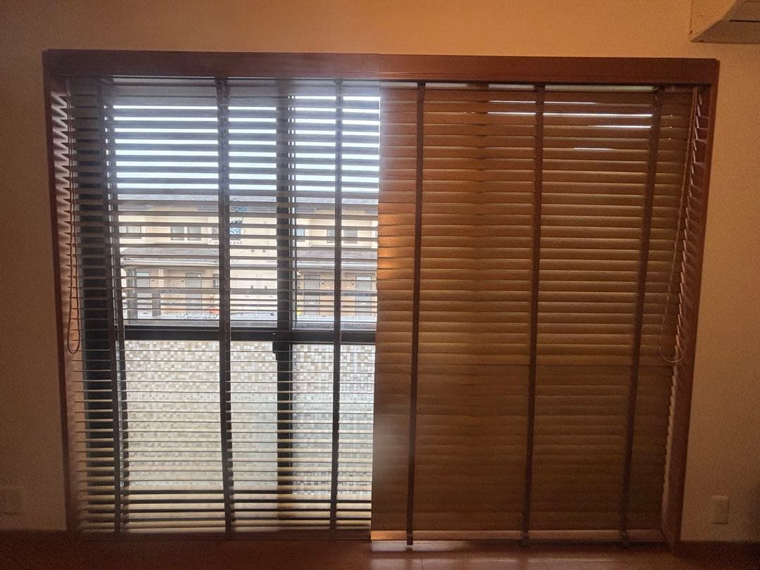 タチカワブラインド ウッドブラインド ライトブラウン立川×2台セット