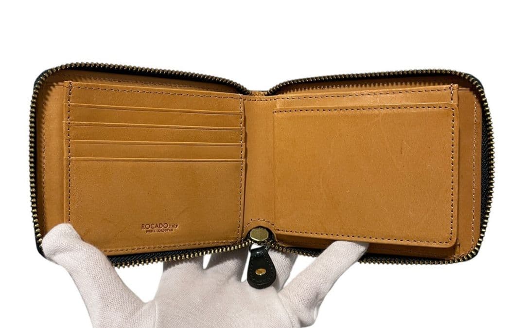 新品 ROCADO ロカド シェルコードバン 二つ折り財布 馬革 ダークグリーン