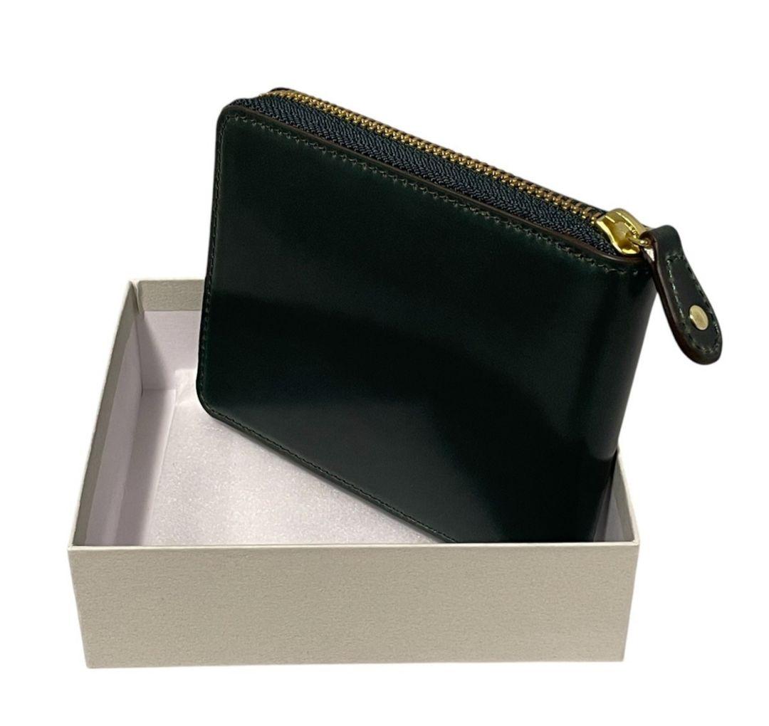 新品 ROCADO ロカド シェルコードバン 二つ折り財布 馬革 ダークグリーン