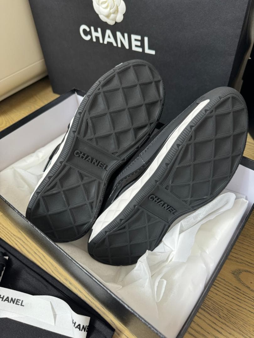 極美品✨シャネル レースアップスニーカー ココマーク ロゴ 38