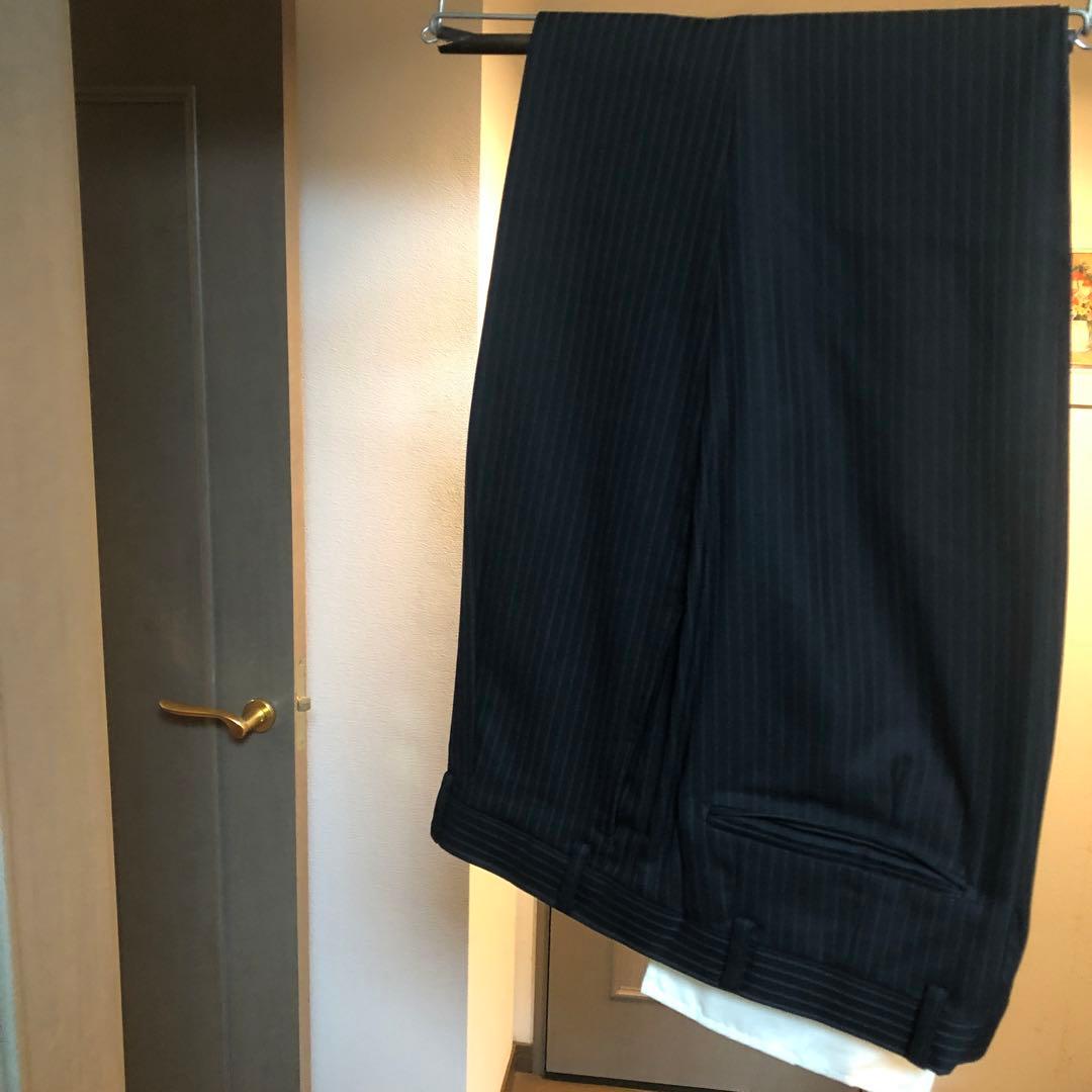 リクエス値下ほぼ未使用日本製DURBANチャコールグレーストライプ スーツAB5