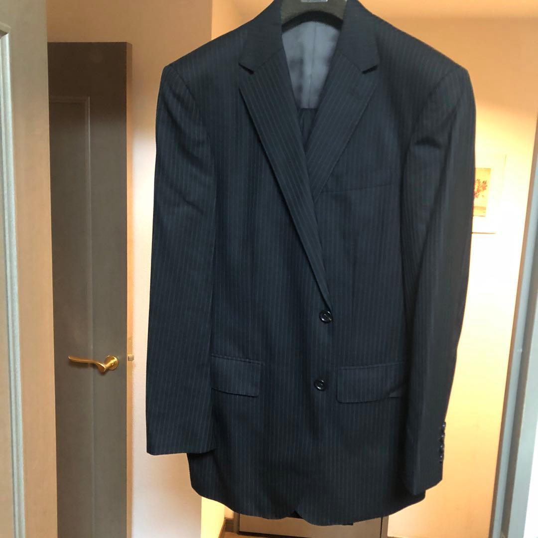 リクエス値下ほぼ未使用日本製DURBANチャコールグレーストライプ スーツAB5