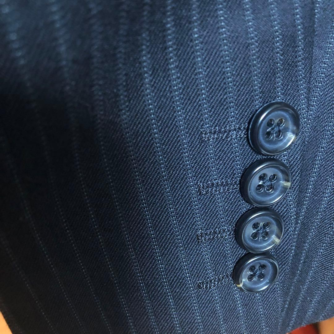 リクエス値下ほぼ未使用日本製DURBANチャコールグレーストライプ スーツAB5