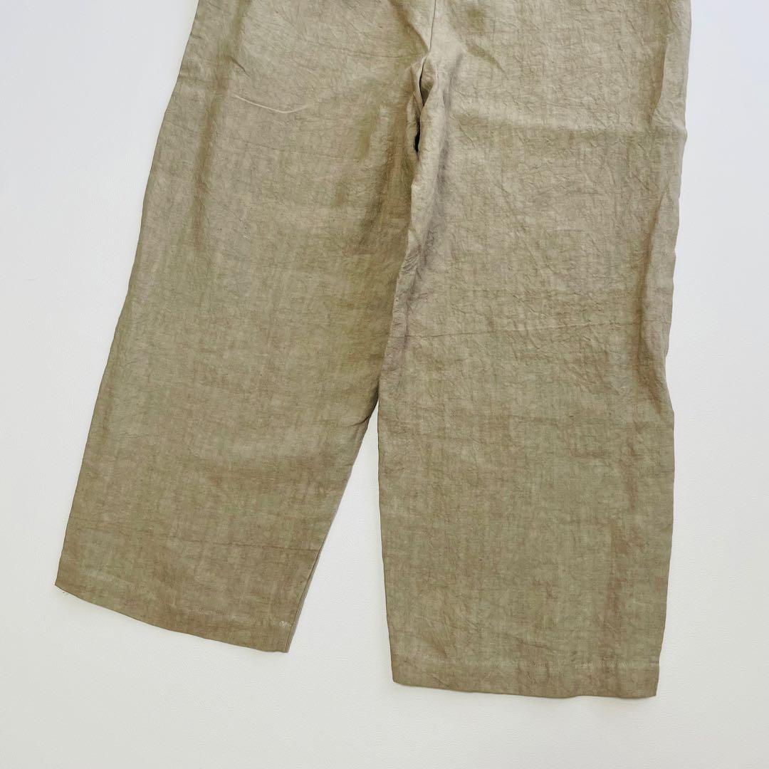 6010【美品】かぐれ　オールインワン　つなぎ　リネン　麻　ベージュ　ナチュラル