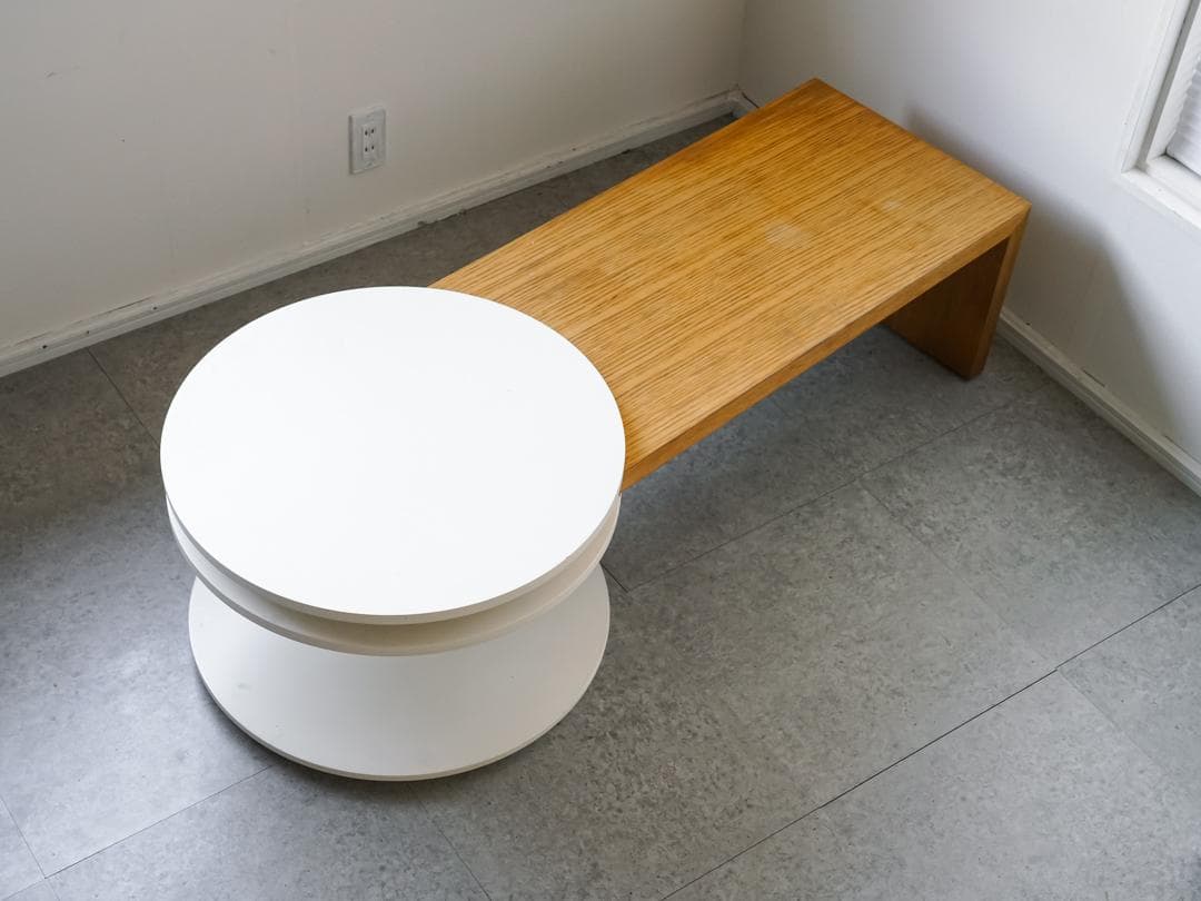 90's 希少 ACTUS 回転ローテーブル/ベンチ ミッドセンチュリーモダン