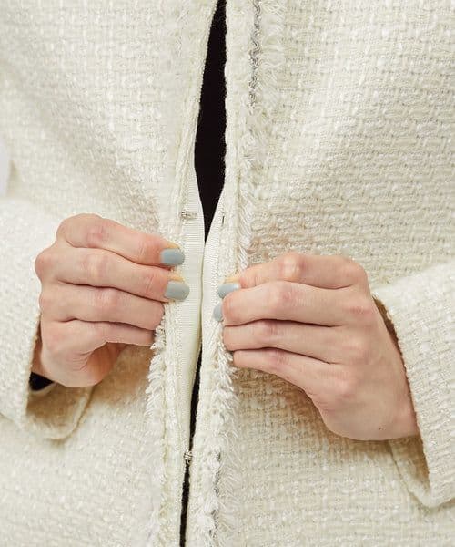 2024ROPE ミックスツイードノーカラージャケット