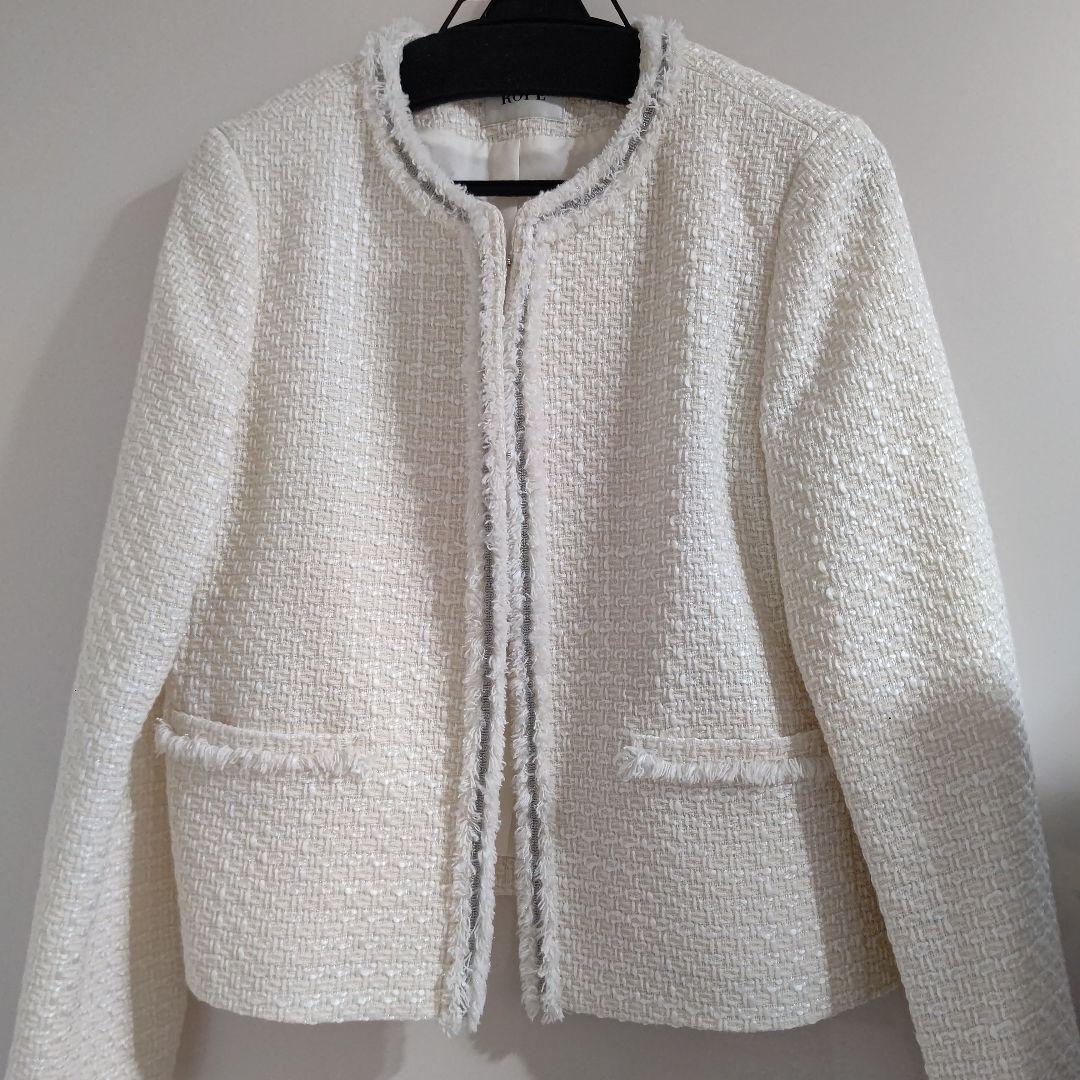 2024ROPE ミックスツイードノーカラージャケット