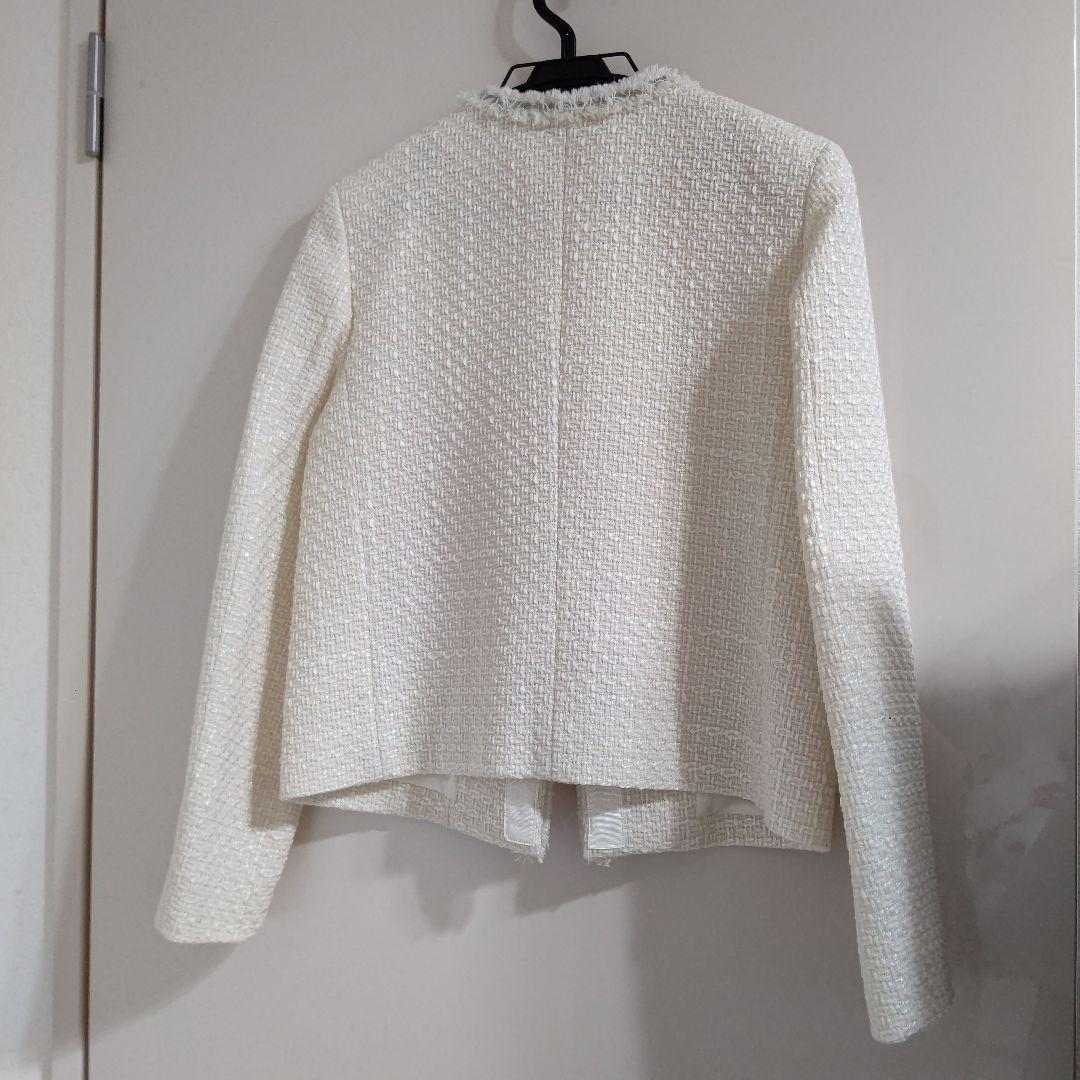 2024ROPE ミックスツイードノーカラージャケット