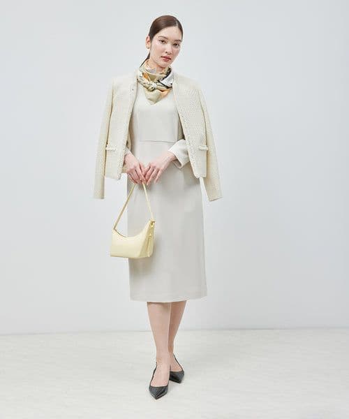 2024ROPE ミックスツイードノーカラージャケット