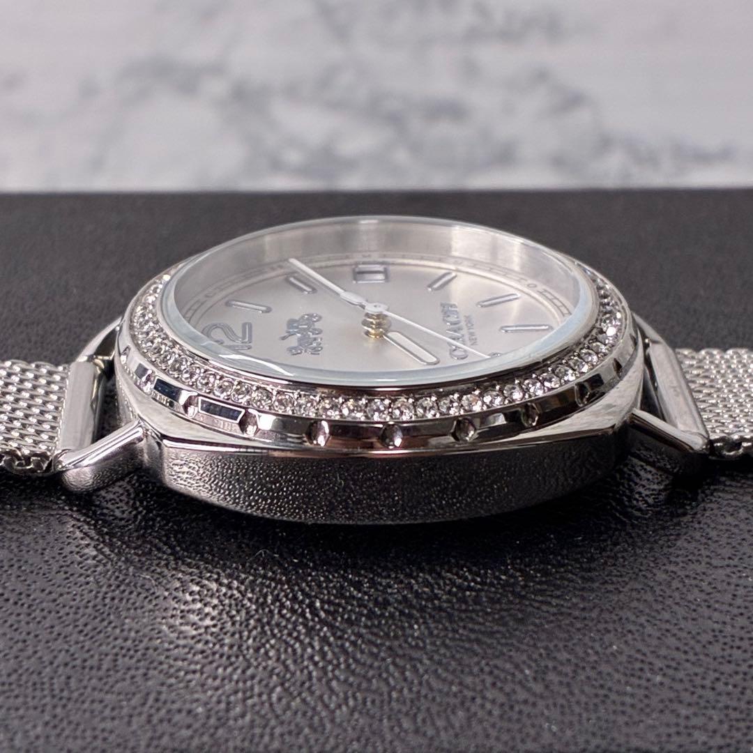 【未使用品級】COACH 腕時計 ラインストーン シルバー メッシュベルト