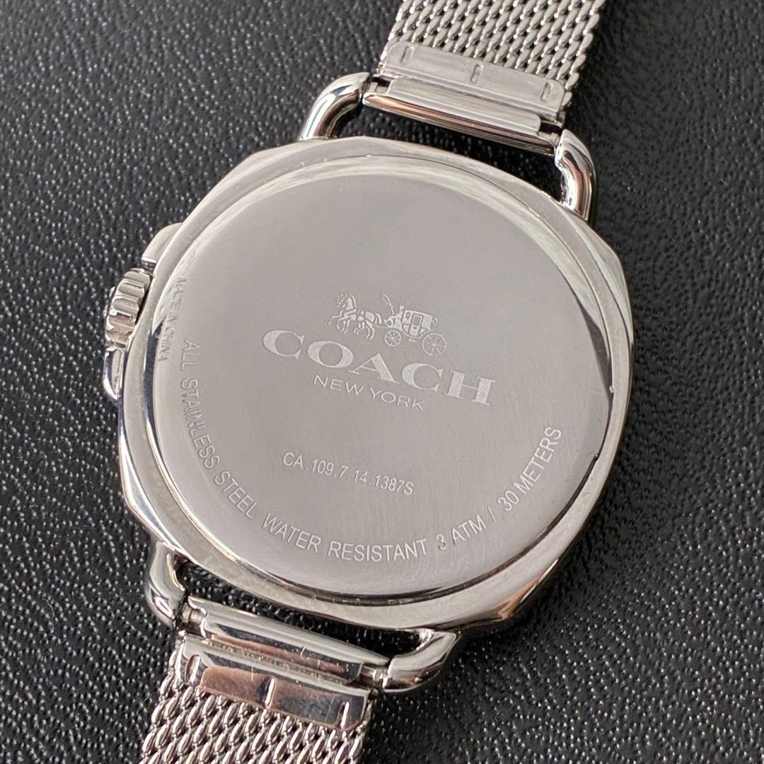 【未使用品級】COACH 腕時計 ラインストーン シルバー メッシュベルト