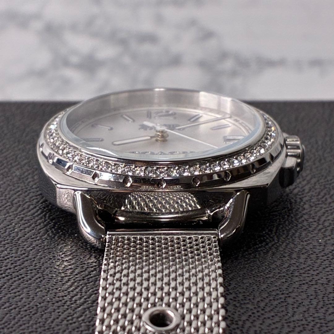 【未使用品級】COACH 腕時計 ラインストーン シルバー メッシュベルト