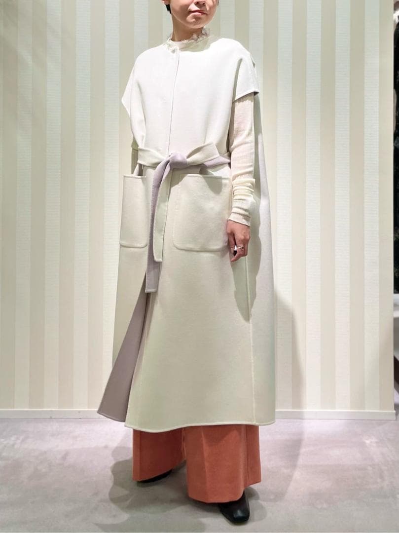 TOMORROWLAND 18万ウールカシミヤライトリバー ベルテッドロングジレ