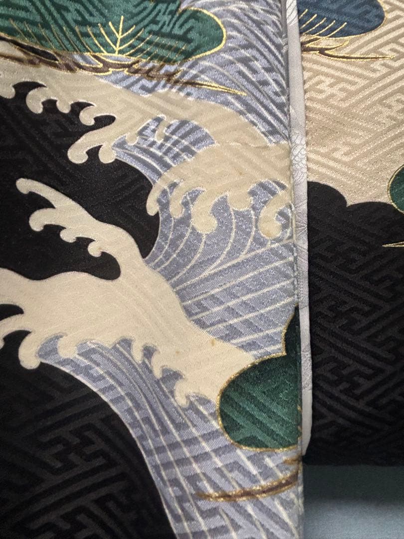 正絹　お宮参り.七五三　黒地 松に鷹兜