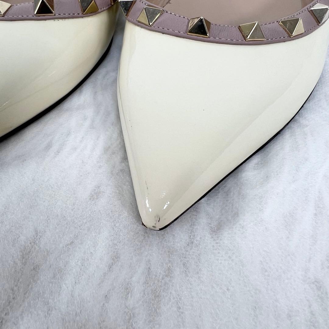VALENTINOロックスタッズ パテント バレリーナ フラットシューズ39.5