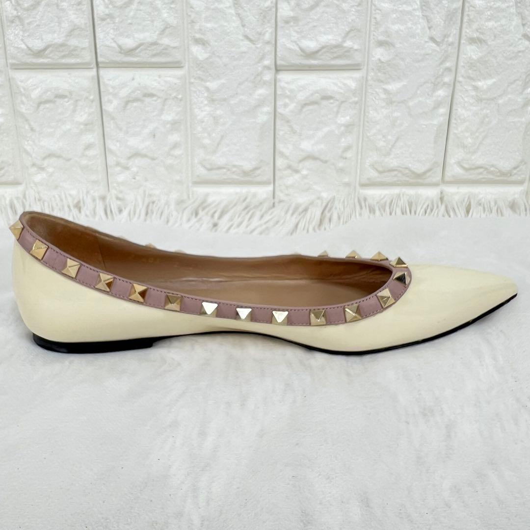 VALENTINOロックスタッズ パテント バレリーナ フラットシューズ39.5