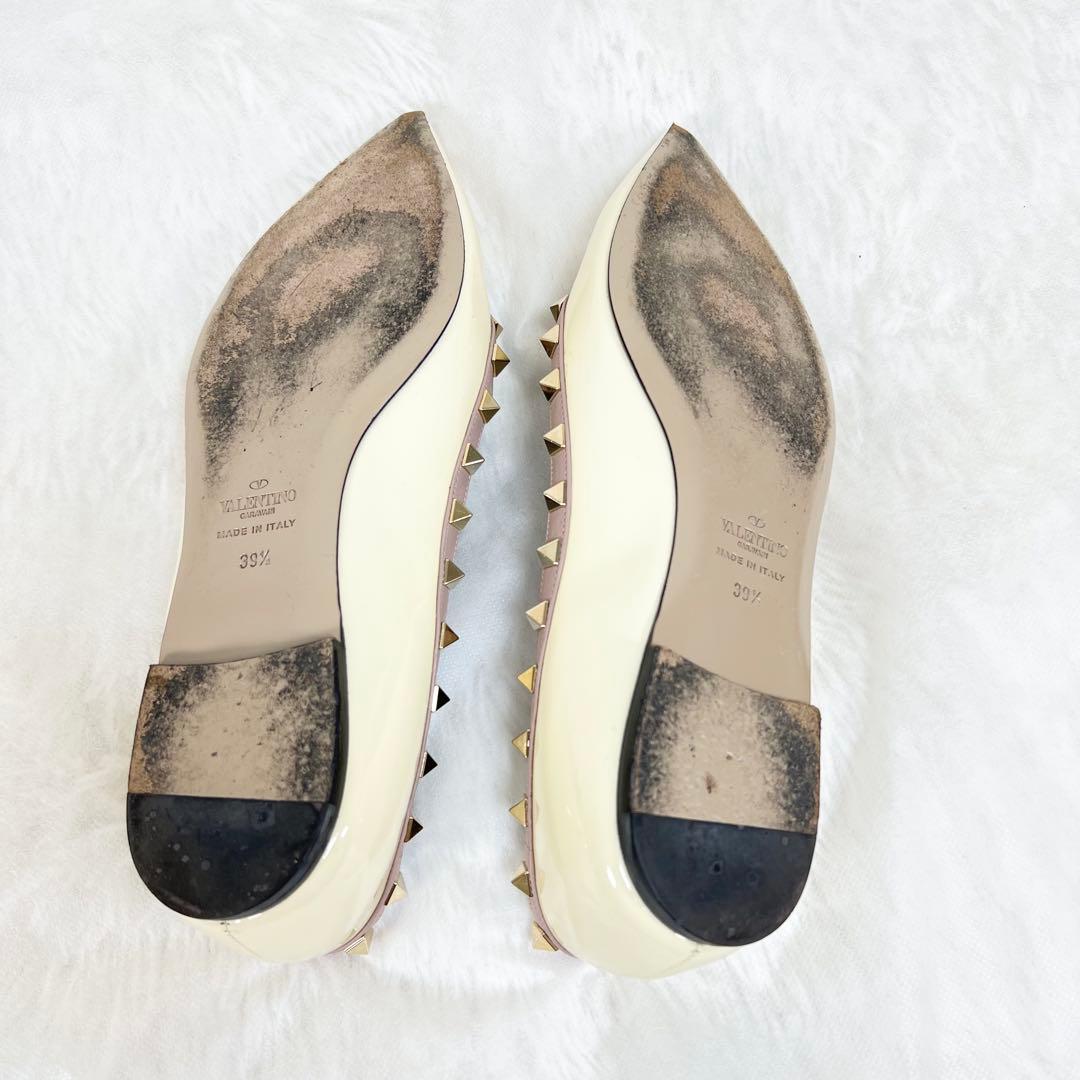 VALENTINOロックスタッズ パテント バレリーナ フラットシューズ39.5