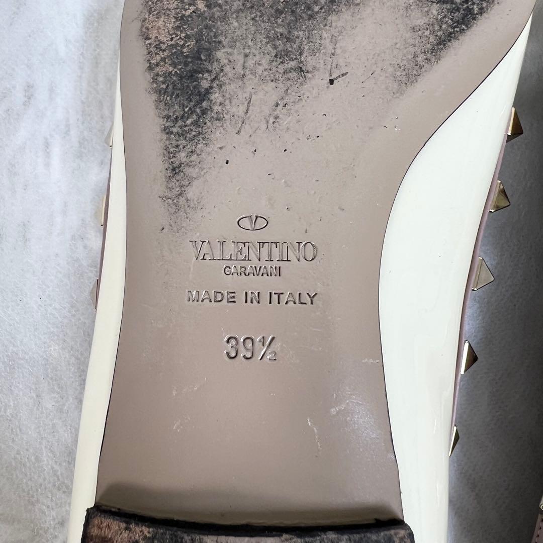 VALENTINOロックスタッズ パテント バレリーナ フラットシューズ39.5