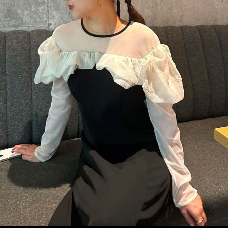 【DONOBAN / ANDRESD】 フリルフレア ドレス 結婚式 S