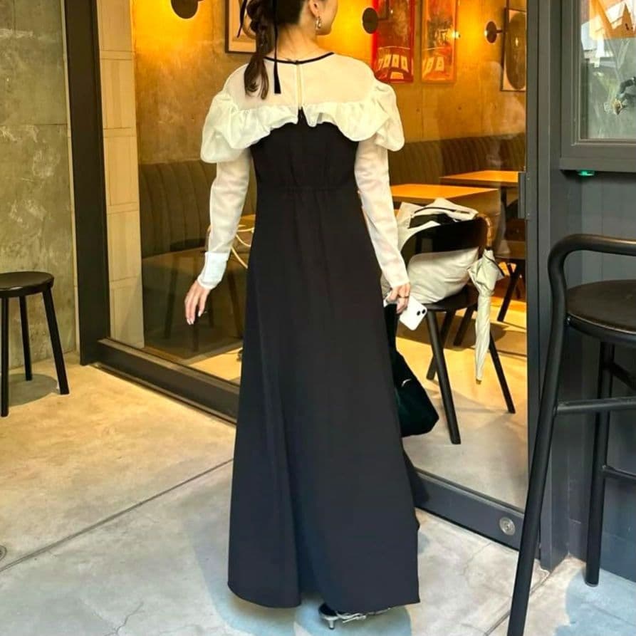 【DONOBAN / ANDRESD】 フリルフレア ドレス 結婚式 S