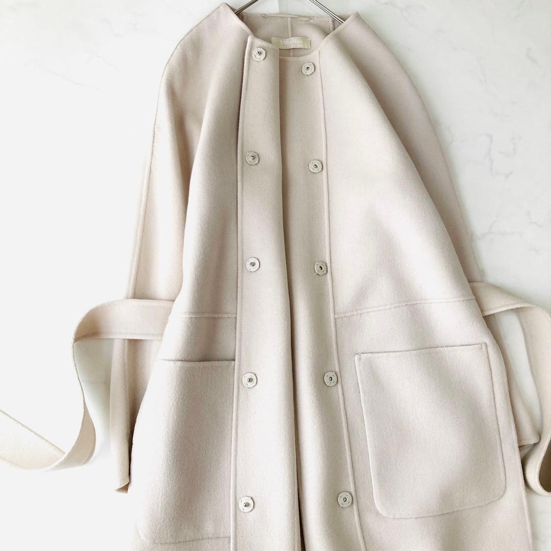 美品✨️マックスマーラ　クチートアマーノ　ノーカラー　ガウンコート　エクリュ　40