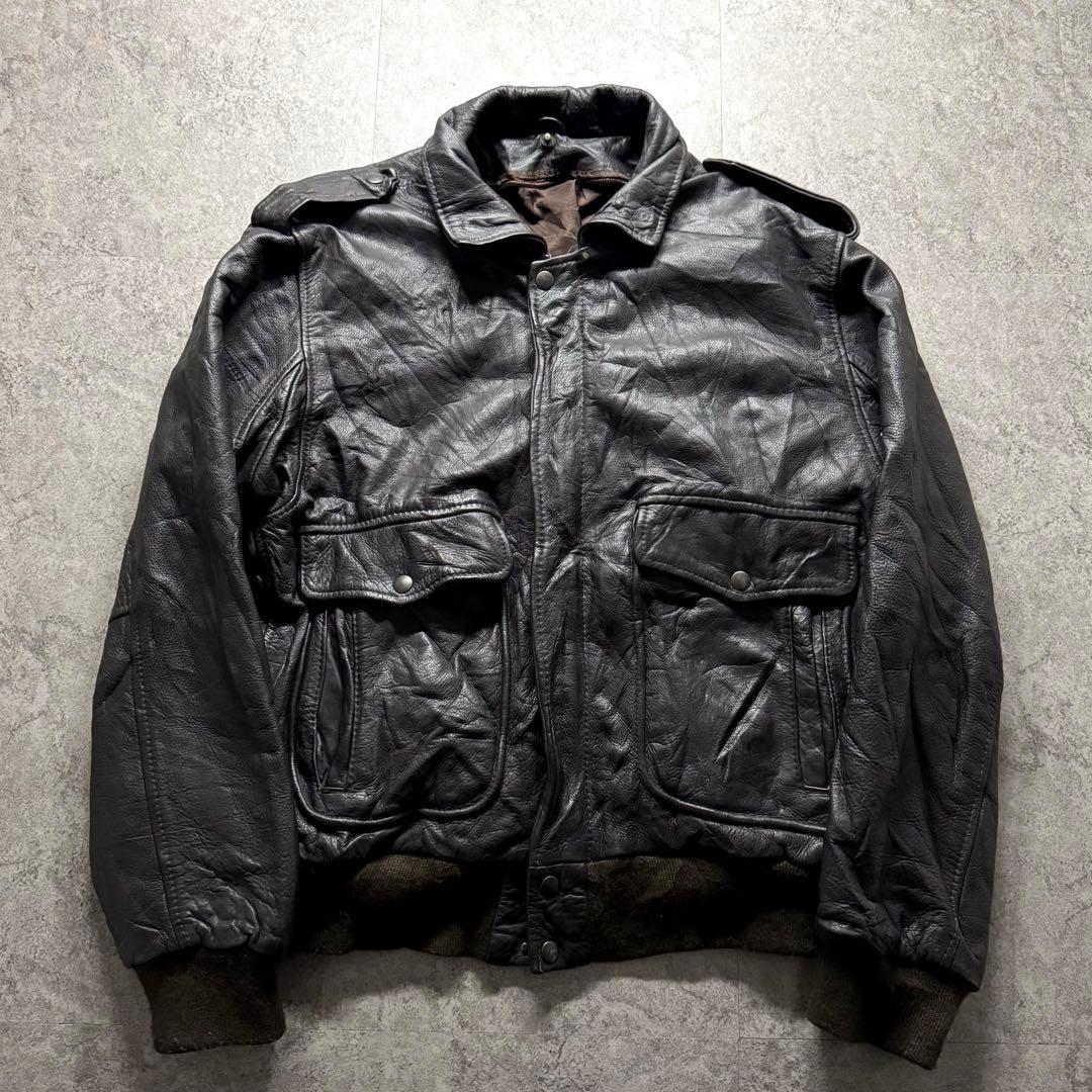 【80s vintage】フライトジャケット　XL G-1 A-2 牛革　短丈